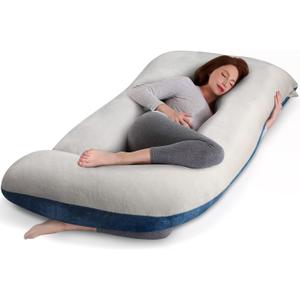 cauzyart Pregnancy Maternity Pillows for Sleeping 55 Inches U-Shape Full Body Pillow Support - for Back, HIPS, Legs, Belly for Pregnant Women with Removable Washable Velvet Cover, Velvet Cover - 57 Inch