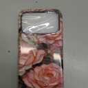 Jusy Compatible with MagSafe Pink Flower Case for iPhone 17 Pro Max, Aesthetic Stained Glass Floral Magnetic Phone Case, Soft TPU and Hard PC Protective Cover for Women Girls (Shiny) - Pink Flower