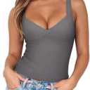 PINKMSTYLE Women Sweetheart Neck Double Lined Tank Tops Spaghetti Strap Cami Tops for Going Out Gray, Small