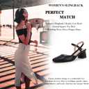 Rilista Women's Slingback Chunky Low Heels Closed Square Toe Heel Wedding Party Dress Pumps Shoes 7.5
