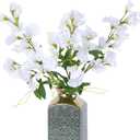 mizii 3Pcs White Artificial Butterfly Pea Flower 25" Fake Silk Flowers with Stem Faux Flowers Bouquet for Vase Table Centerpieces Arrangements Home Decor Wedding Decorations (White)