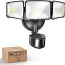 Philips 72W 7400LM LED Security Lights w/PIR Motion Sensor Outdoor, 5000K Daylight Dusk to Dawn Aluminum Flood Light, 3 Adjustable Heads, Waterproof for Garage, Yard, Porch (Black)