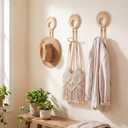 Novabright 3 Pcs Decorative Boho Wall Hooks Woven Rattan Metal Hanging Holder Gold Farmhouse Coat Rack Hooks with Screws for Hanging Coats, Keys, Towels, Bags, Coat Rack for Home Decor Entryway
