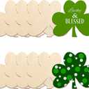 Large Size 7" Wooden Shamrock St. Patrick's Day Ornaments to Paint,Shamrocks Wooden DIY Blank Unfinished Round Wood Discs Ornament for Crafts Hanging Decorations(10PCS)