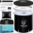 Ice Bath Tub for Athletes with Cover by Brisk Bear - Extra Large Cold Plunge Tub for Recovery - Inflatable Ice Bath Barrel Plunge Pool - Cold Plunge to Soothe Muscles - Black Ice Tub