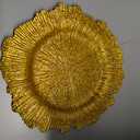 50 Pcs Gold Charger Plates, 13'' Gold Plastic Reusable Dinner Charger Plates, Round Vintage Table Decoration for Wedding, Party & Holiday