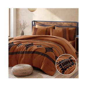 MaiRêve Burnt Orange Embroidery Comforter Sets Full Size - 7 Pieces, Farmhouse Western Boho Comforter Set, All Season Bed in A Bag Full Size with Sheets, Pillowcases & Shams