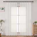 OWENIE Ivory Pinch Pleated Sheer Curtains 84 Inches Long 2 Panels Set for Bedroom Living Room, Soft Airy Light Filtering Sheer Privacy Curtains Drapes, Ivory, 2Pcs, Each 40x84 Inch