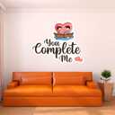 Wall Decal You Complete Me Cute Love Wall Sticker You Complete Me Text Lettering with Cute Couple Removable - Size: 30 in(W) x 24 in(H) (Multi)
