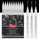 PANDAFLY White Gel Pens, 10 Pack, 1 mm Extra Fine Point Gel Ink Pen, Opaque Archival Ink Pens for Black Paper Drawing, Sketching, Card Making, White Pen for Art Highlight & Artists Drawing