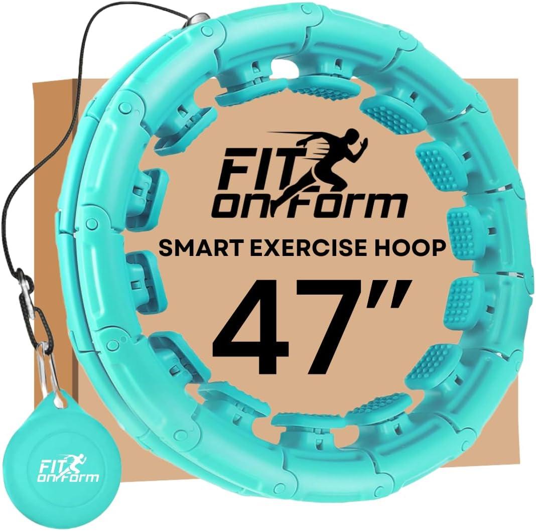 FIT ON FORM Infinity Weighted Hula Hoop for Adults Weight Loss, Smart Exercise Hola Circle Hoop for Women Abs Workout (Green - 47 Inch)