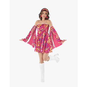 fun shack Go Go Girl Costume Women Disco Dress, 70s Gogo Outfit for Women, Retro Party Wear, Fun Dance Attire Size XL