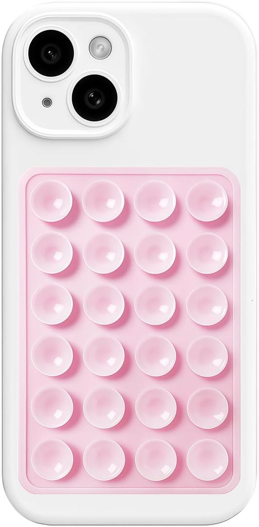 AZXYI Silicone Suction Phone Case Mount, Silicon Adhesive Suction Cup Phone Mount, Non Slip Sticky Phone Grip for Cellphone, Strong Grip Holder for Selfies and Videos (Light Pink)