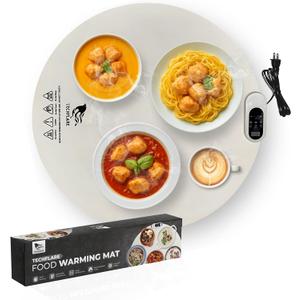 Food Warming Mat  200W Silicone Electric Buffet Warming Tray with 4 Heat Levels & 10H Timer, Roll Up Hot Plate for Parties, Holidays, Buffets, Defrosting & Everyday Meals