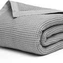 Salt Earth GOTS Certified 100% Organic Cotton Throw Blanket, 90" X 80" Waffle Blankets & Throws for Bed, Throw Blanket for Couch,Modern and Cozy Blanket,All Seasons, Comfy Soft Blanket(Scottish Grey)