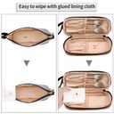 Ethereal Small Makeup Bag for Purse, Stripe Makeup Brush Organizer Bag Travel Make up Bags for Women Double Layer Makeup Pouch for Girls/Women, Nylon Black