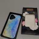 DorisMax for iPhone 17 Case - Wireless Charging Compatible - Dual-Layer Hard Shell + Silicone Cover - Shockproof Protective Phone Case with Stylish Designs for Women - Abstract Blue Gold