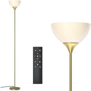 PESRAE Floor Lamp, Remote Control with Stpeless Color Temperatures and Brightness, Torchiere lamp for Bedroom, Living Room, Bulb Included