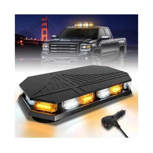 406D Rooftop Emergency Strobe Lights Bar, 102 LED Amber White Mini Beacon Safety Flashing Warning Traffic Lights Bar w/Magnetic Base for 12-24V Trucks, Construction Vehicles, Snowplow, Cars