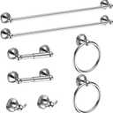 Newfun 8-Pieces Polished Chrome Bathroom Accessories Set, 24 Inch Bath Towel Bar Set, SUS 304 Stainless Steel Bathroom Hardware Set, Towel Racks for Bathroom Wall Mounted