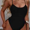 Viottiset Women's Ruched High Cut One Piece Swimsuit Tummy Control Bathing Suit Monokini (Black, S)