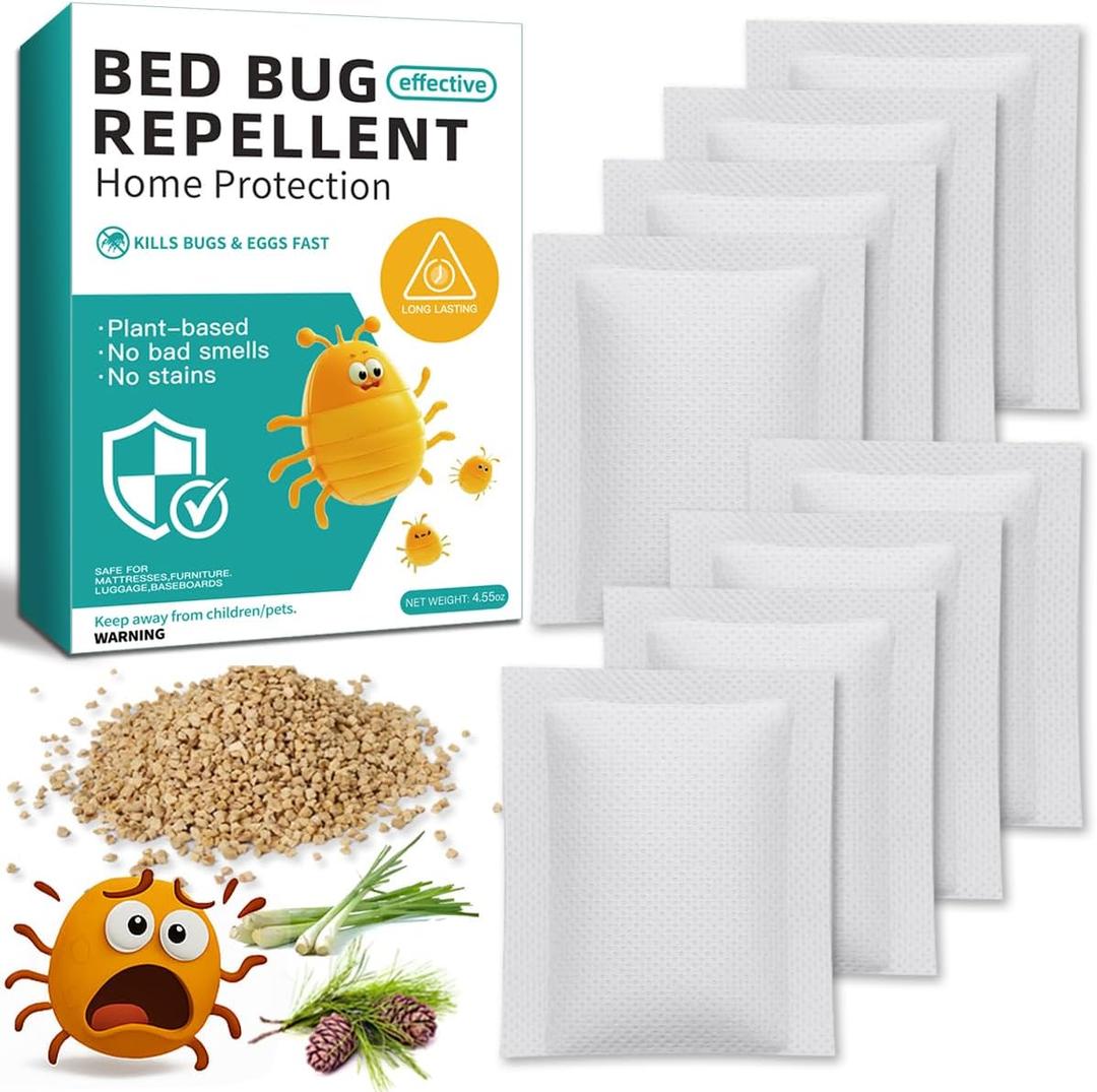 8 Pack Bed Bug Repellent, Natural Citronella & Lemongrass Plant-Based Formula, Deter Bed Bugs Eggs, Lasting Protection 2 Months for Mattress Furniture Luggage, Non-Toxic Family Safe