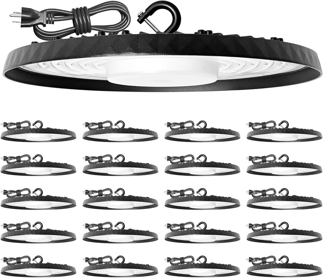 20 Pack UFO LED High Bay Lights 250W,37,500LM Super Bright 5000K IP65 Waterproof High Bay Led Lights & UFO Lights with US Plug for Garage/Warehouse/Workshop/Gym