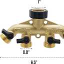 ATDAWN 4 Way Brass Hose Splitter, 3/4" Brass Hose Faucet Manifold, Garden Hose Adapter Connector