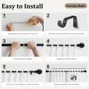 Modern Black Curtain Rods 2 pack for Windows 48 to 84 Inches Adjustable Length Heavy Duty 1" Diameter Window Curtain Rod with Round Decorative Finials for Bedroom Living Room Kitchen Farmhouse