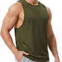 Men's Sleeveless Workout Tank Top Quick Dry Gym Muscle Bodybuilding Vest Breathable Lightweight Summer Athletic Tops (Green, L)
