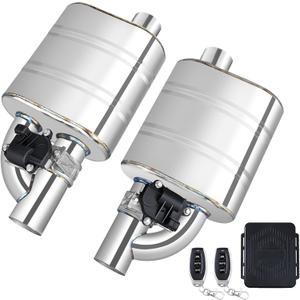 3 Inch Valved Muffler Electric Exhaust Cutout with Muffler Cat Back Exhaust System Kit (2pcs)