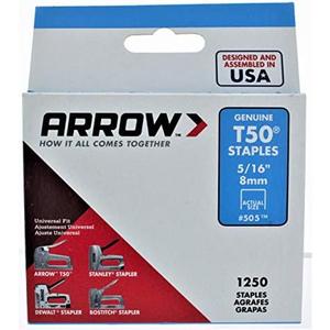 Arrow Fastener 505 36 Pack 5/16in. T50 Heavy Duty Staples, 1,250 Staples Per Pack Arrow Fastener 505 36 Pack 5/16in. T50 Heavy Duty Staples, 1,250 Staples Per Pack