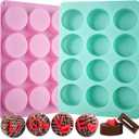 Actvty Round Chocolate Cookie Molds, New Size 12-Cavity Cylinder Chocolate Cover Cookie Silicone Molds for Candy Mini Cakes Jelly Baking2 Pack
