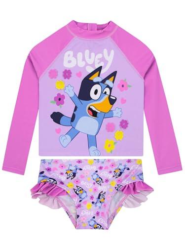 Bluey Swimsuit, Girls Bathing Suit with Frills, Long Sleeve Swimming Suit for Girls, Pink 8