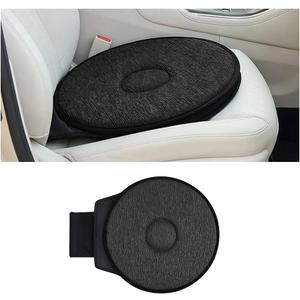 360 Degree Swivel Car Seat Cushion, Round Rotating Non Slip Vehicle Chair Pad for Elderly Support, Portable Removable Automotive Interior Seat Assist Pad, Universal for Sedan RV Truck (Black)