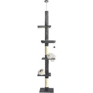 Floor to Ceiling Cat Tree,Cat Tower with Adjustable Height 95-110 Inches,5 Tiers Tall Cat Tree Ceiling to Floor with Cozy Bed,Platforms,Sisal Scratching Posts for Large Cats,Gray