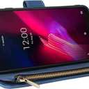 Asuwish Compatible with T-Mobile Revvl 4 Plus Wallet Case and Tempered Glass Screen Protector Flip Cover Card Holder Cell Phone Cases for Tmobile Revel 4+ T Mobile Revvl4+ TCL Revell Four + 4Plus Blue