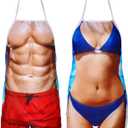 Hillban 2 Pack Funny Apron Creative Cooking Apron with Adjustable Waist Ties Holiday Aprons for Party Men Women (Bikini Theme)