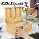 Lockable Storage Box with Combination Lock Compact Bamboo Wooden Organizer with Tray, Discreet Private Storage for Home (Bin Size :9.5 x 7.1 x 5.3 in)