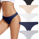 Voenxe Seamless Women Underwear Thongs, No Show Ladies Thong, No Line Workout Breathable Comfortable Panties, Soft Undies,5-Pack S Size