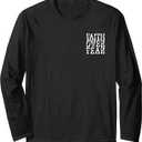 Isaiah 41 10 Faith Over Fear Christian Front and Back Print Long Sleeve T-Shirt, Large, blac