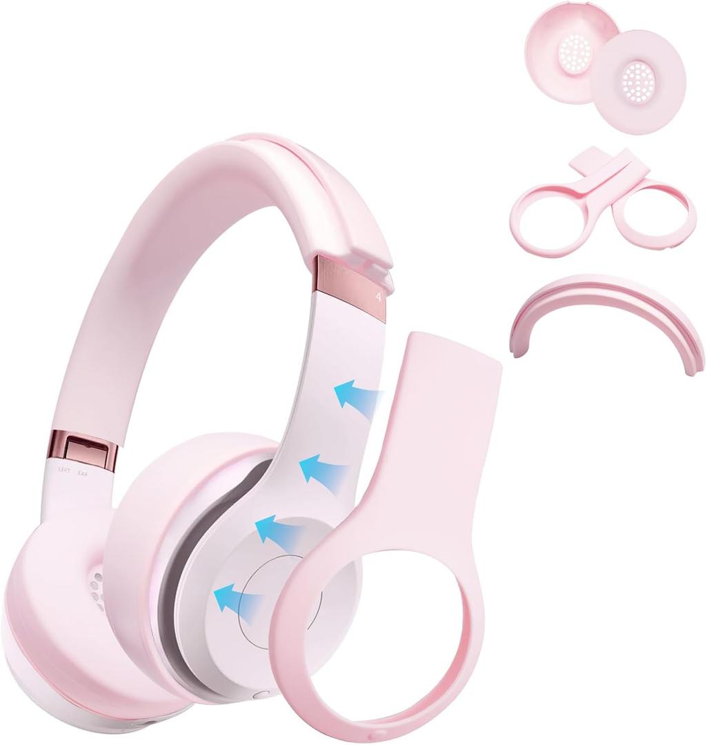 3 in 1 Solo 4 Silicone Case Cover Set,Anti-Scratch Ear Pad/Shell/Headband Cover for Beats Solo 4 Headphone,Soft Silicone Protector Accessorie(Pink)