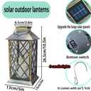 Solar Outdoor Lantern, Garden Hanging Waterproof Lanterns PVC Upgrade 3 LED Flickering Flameless Candle Decorative for Garden Women Mom Grandma Halloween Gifts (Grid Candle)