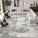 DMOYEST 12x15 Area Rug for Living Room Washable Abstract Indoor Carpet | Neutral Modern Low Pile Rugs Kid & Pet Friendly Large Soft Thin Carpet for Bedroom Dining Room - Grey