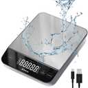 Etekcity Digital Food Kitchen Scale, Grams and Oz for Weight Loss, Baking and Cooking, 0.05oz/1g Precise Graduation,5 Weight Units, IPX6 Waterproof, USB Rechargeable,304 Stainless Steel-Silver, 22lb