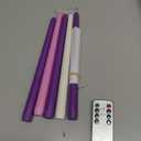 Flameless Advent Candles, Set of 5 - Flickering LED Flame, 10 Inch Taper Candlesticks, Remote Controlled - 3 Purple, 1 Pink, 1 White for Christmas Wreath