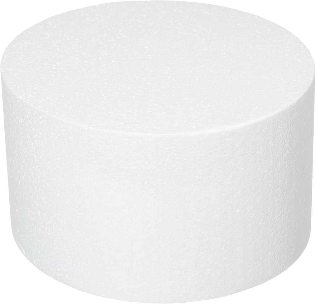 Crafare Round Foam Cake Dummies 10x6 Inch Polystyrene Circle Dummy Cake Set for Wedding Birthday Cakes Crafting Modeling Art Project Displays