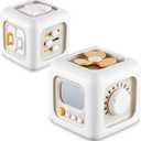 SOCBTNSO Busy Cube Toy for 1 Year Old Boy, Montessori Toys for 1+ Year Old, Travel Sensory Toys for Toddlers 1-3, Learning Fine Motor Skills| 1st Birthday Gifts 6 9 12 Months Baby (Off-white)