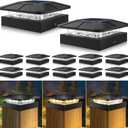 Peasur 4x4 Solar Post Cap Lights Outdoor 12 Packs, 3 Lighting Modes LED Post Light Solar Powered Waterproof, Fence Deck Lights for Wood/Vinyl Posts (Black)