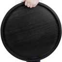 Round Ottoman Coffee Table Tray for Living Room Wood Serving Tray Large 20 x 20 Inches Black